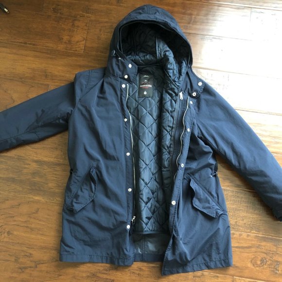GAP Jackets & Coats Gap Mens Navy Blue Hooded Jacket With Quilted